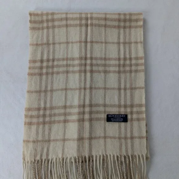 Burberry Lambswool Check Scarf Ivory | Unisex | Warm Soft Luxury | Great Deal - Picture 2 of 6